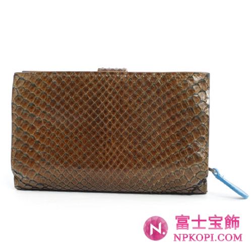ボッテガヴェネタ パイソン 二つ折財布 シェーンブラウン＆エンパイアブルー 121060VP9732861 【2011年春夏新作】